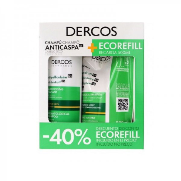 CHAMPU ANTICASPA SECA 390ML+REFILL 500ML DERCOS