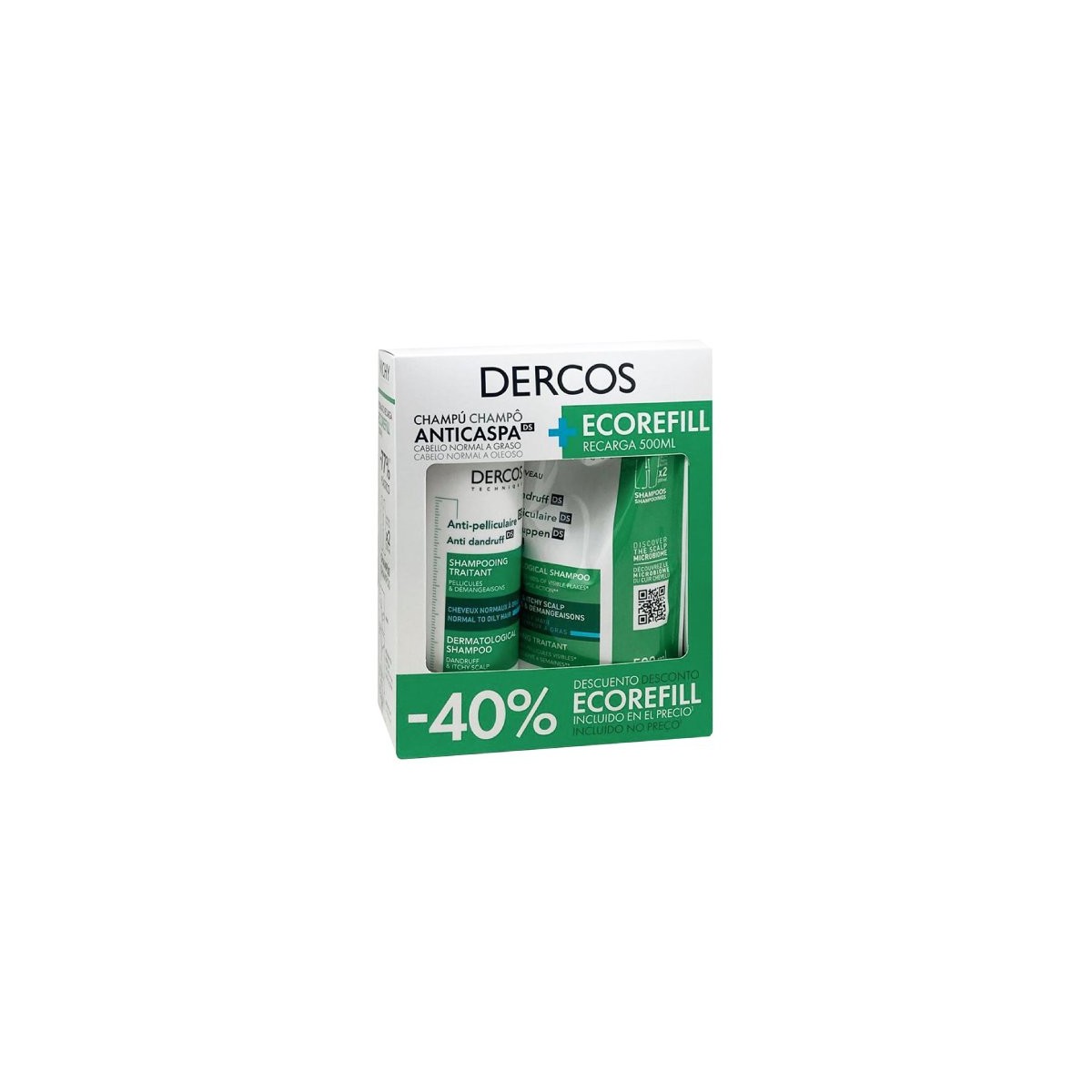 CHAMPÚ ANTICASPA GRASA 390ML+REFILL 500ML DERCOS