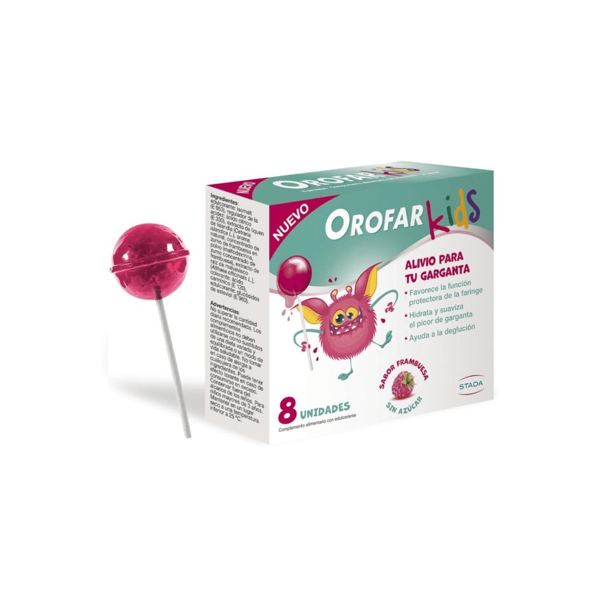 OROFAR KIDS 8 PIRULETAS SABOR FRAMBUESA