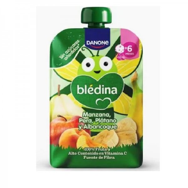 BLEDINA POUCH MANZANA, PERA, PLATANO Y ALBARICOQUE